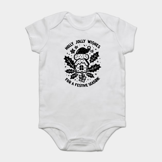 Holly Jolly Wishes for a Festive Season Baby Bodysuit by Frank Ring